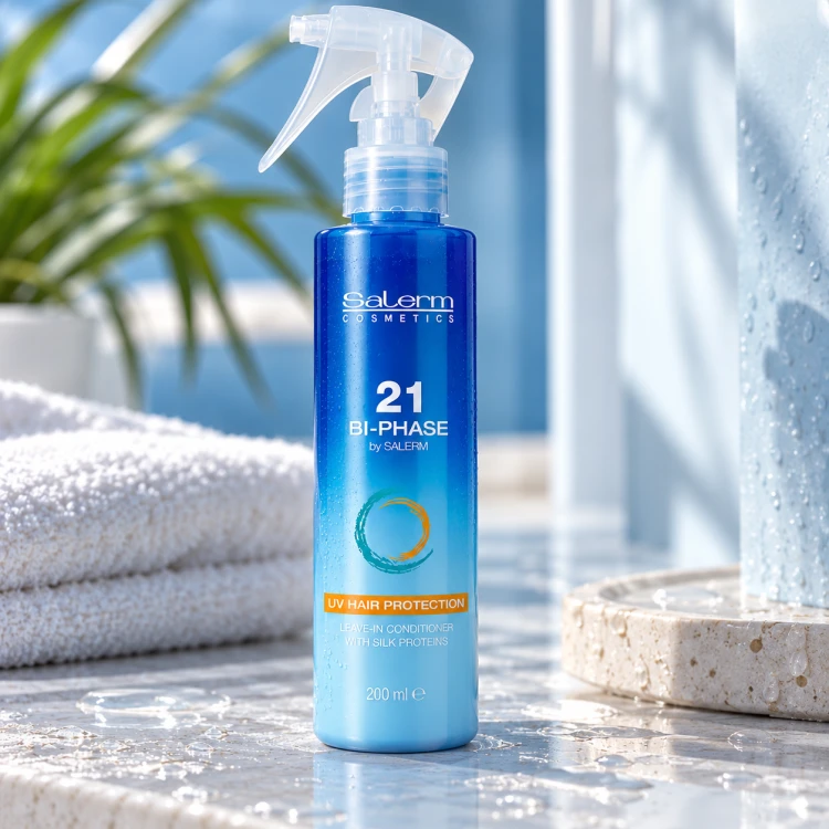 Salerm 21 Bi-Phase UV Protection 200 ml – dwufazowa odżywka bez spłukiwania z filtrem UV, która ułatwia rozczesywanie, nawilża i wygładza włosy oraz pomaga chronić je przed szkodliwym działaniem promieni słonecznych. Dostępna w ART FRYZ.